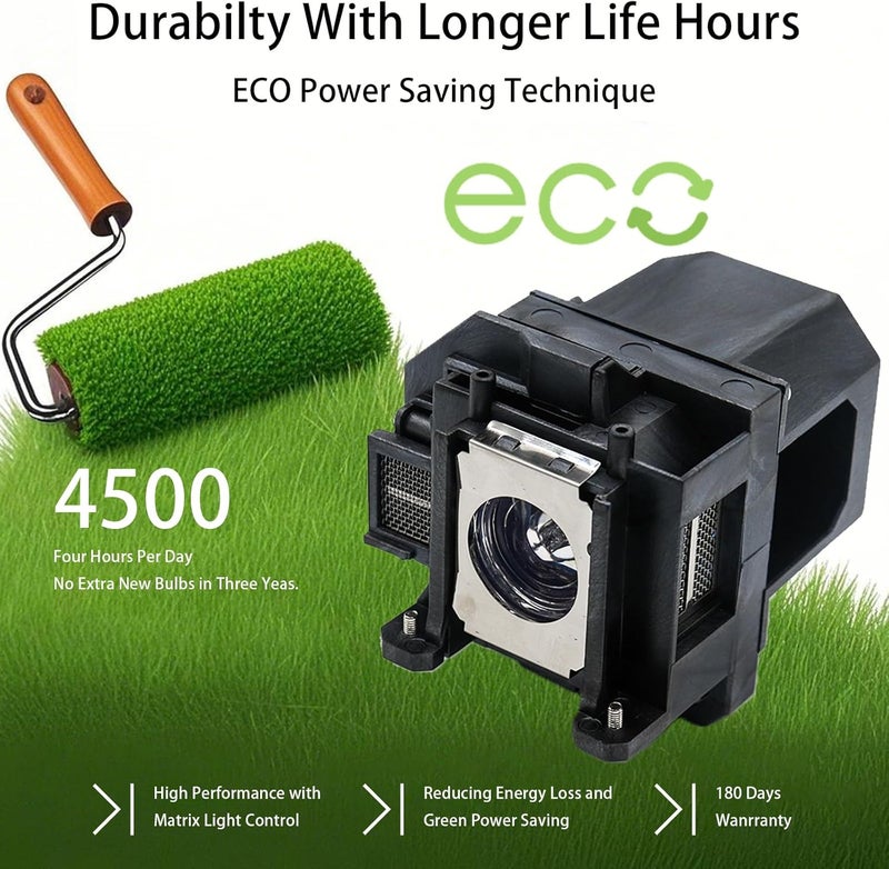 Qexudu مصباح بديل ELP53 لجهاز العرض لبولب إبسون ELPLP53 EB-1830 EB-1900 EB-1910 EB-1915 EB-1920W EB-1925W V13H010L53 مع السكن - Image 2